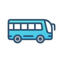 Cartoon Blue Bus Illustration on Black Background