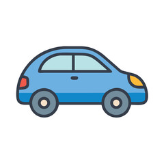 Fototapeta premium Cartoon Blue Car Illustration on a Black Background