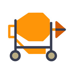 Orange Concrete Mixer Machine isolated on black background