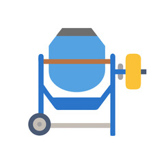 Colorful Minimalist Concrete Mixer Illustration on a Black Background