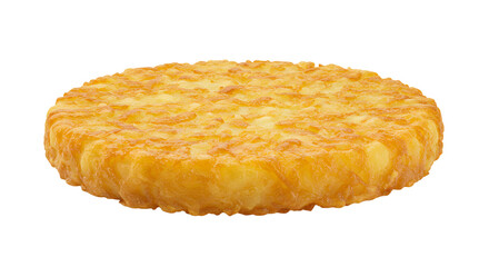 Crispy Golden Hash Brown Patty Isolated on White Background