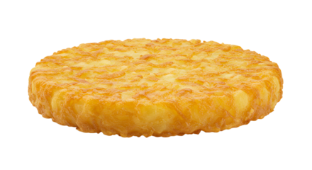 Crispy Golden Hash Brown Patty Isolated on White Background