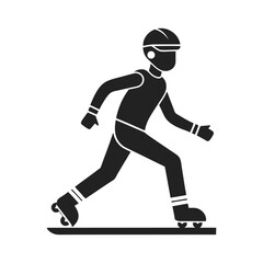 Naklejka premium male rollerblading icon of silhouette vector illustration