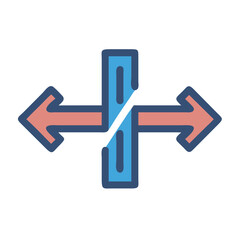 Direction arrows split, decision making, business concept illustration