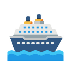 Obraz premium Cartoon cruise ship illustration on the ocean waves