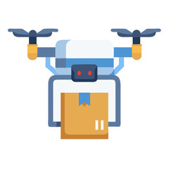 Delivery drone with package icon in modern design
