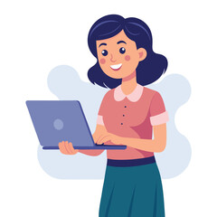 business woman with laptop beauty, communication, one