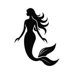 mermaid icon of silhouette vector illustration on white background