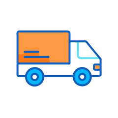 Delivery Truck Icon with Orange and Blue Outline