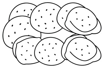 naan line art minimalist black and white drawing style