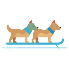 Dog Sled Team Graphic Illustration on Black Background