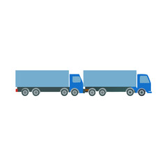 Blue double trailer truck vector illustration on black background