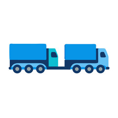 Blue Double Trailer Truck Illustration on Black Background