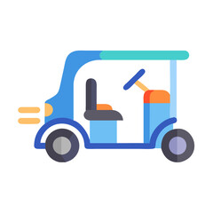 Cute Blue Golf Cart Vehicle Isolated Illustration