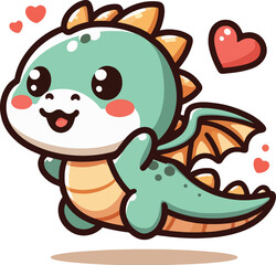 Cute Dragon Character Cartoon Illustration