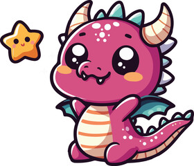 Cute Dragon Character Cartoon Illustration