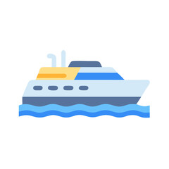 Luxury Yacht on the Water Vector Illustration Icon