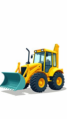 Fototapeta premium Powerful Yellow Backhoe Loader: Construction Equipment