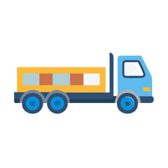 Blue and Yellow Dump Truck Illustration on Black