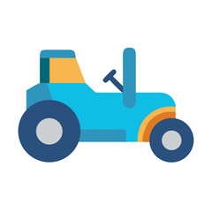 Minimalist blue tractor illustration on black background