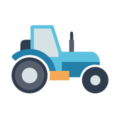 Modern blue tractor on black background illustration