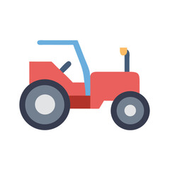 Illustration of a red tractor with blue rollbar