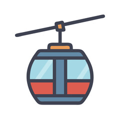Colorful cable car vector icon illustration on black