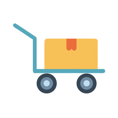 Hand truck with box on black background stock