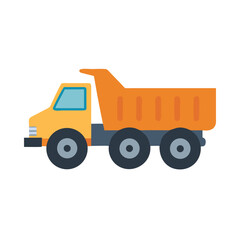 Fototapeta premium Orange Dump Truck Illustration on a Black Background