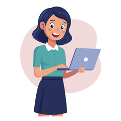 business woman with laptop beauty, communication, one