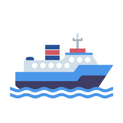 Obraz premium Minimalist Cruise Ship Icon on Black Background Illustration