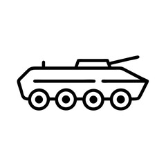 Obraz premium Armored Personnel Carrier Outline Icon on White Background 