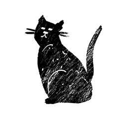 Textured Painted Graffiti Cat icon Sprayed isolated with a white background. 