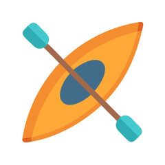 Orange kayak and paddle isolated on a black background