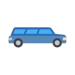 Blue Limousine Car Icon Graphic on Black Background