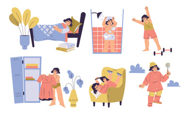 Illustrated Daily Routine Activities Presented in a Fun and Playful Style for Everyone