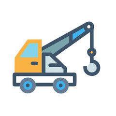 Cartoon Crane on Black Background Vector Illustration