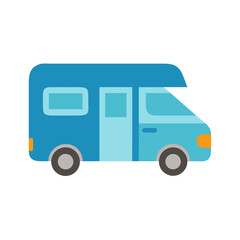 Simple Flat Vector Blue Recreational Vehicle Illustration