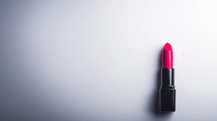 sleek, modern lipstick with vibrant pink shade stands out against minimalist gray background, exuding elegance and style