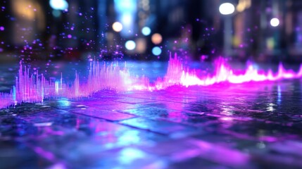 Fototapeta premium Neon city street soundwave pulse