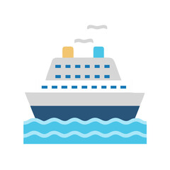 Simple Cruise Ship Vector Illustration Isolated on Black