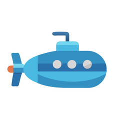 Cartoon blue submarine illustration on a black background