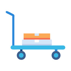 Hand Truck with Boxes Illustration on Black Background