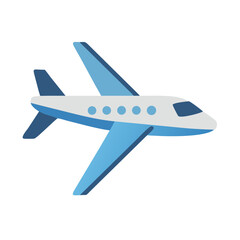 Light Blue Private Jet Icon on Black Background