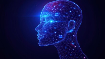 AI Woman Head Network Dark Glow