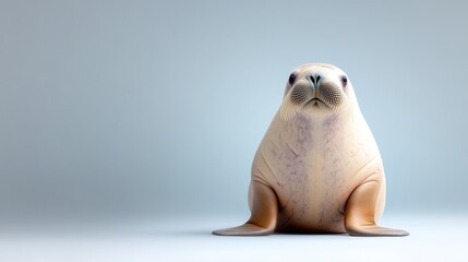 Fototapeta premium Cute baby seal, front view. A young, light-colored seal