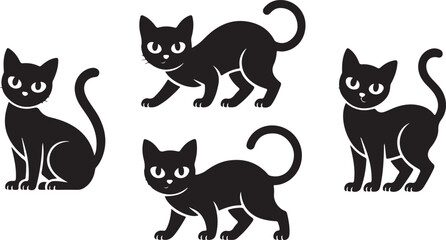 Mystical Black Cat Silhouette Vector Illustration, Halloween Icon Design, Witchcraft Symbol, Dark Feline Graphic, Magical Animal Art