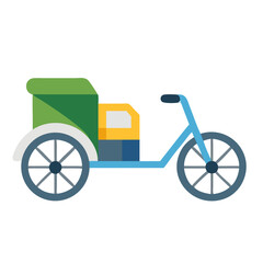 Colorful delivery tricycle vector illustration on a black background