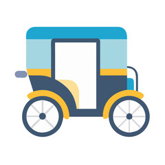 Cute Blue and Gold Carriage Illustration on Black Background