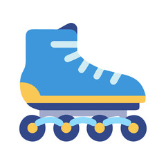Blue roller skate icon on black background design